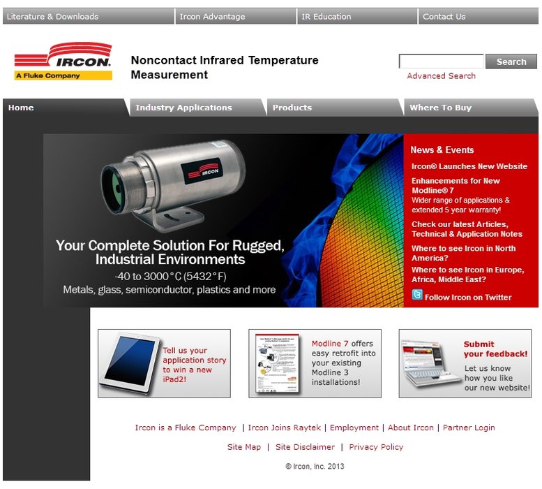 Website relaunch for Ircon pyrometer brand